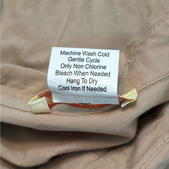 Sweet Magnolia Tan Long Sleeve Cotton Shirt Dress Cutout On Bottom Size L - Picture 8 of 14